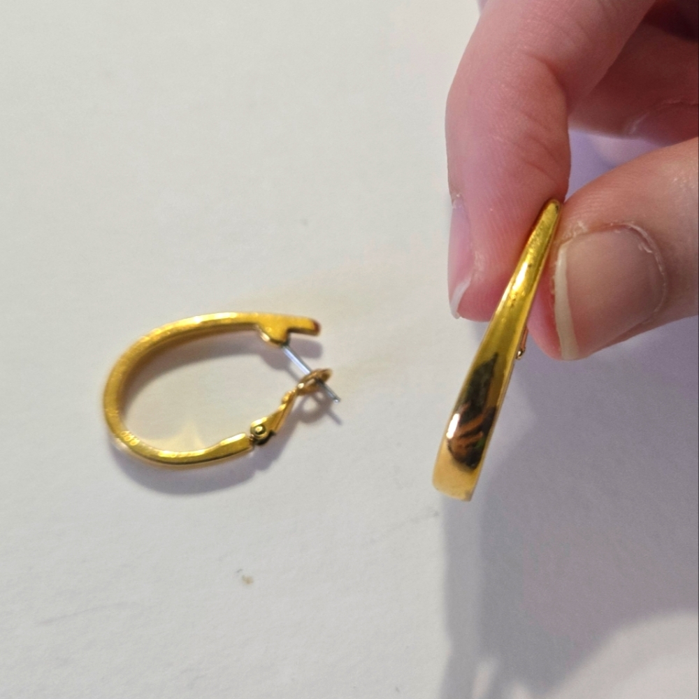 Gold Tone Semi-Hoop Pierced Earrings